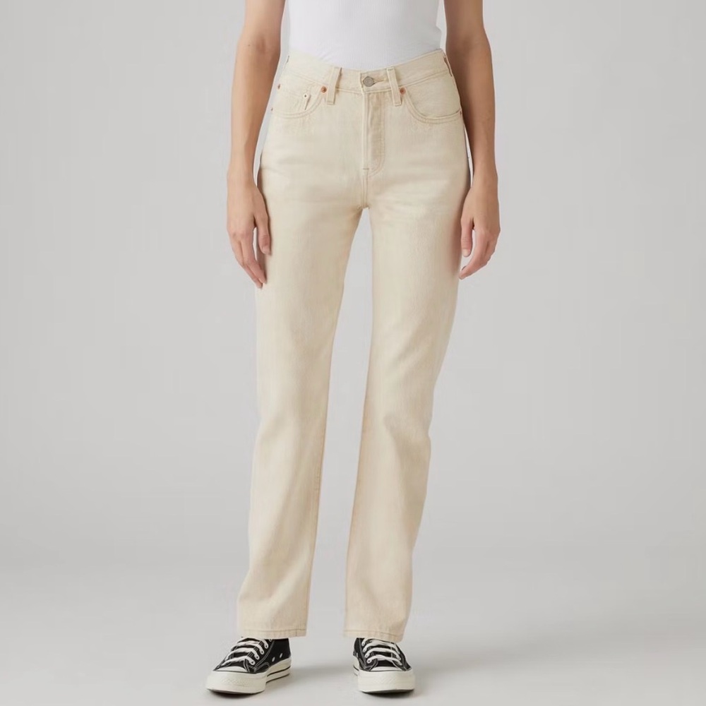 New Levi’s 501 Origi Fit Jeans Women’s 25x30 Beige Tan Button Fly Straight Leg